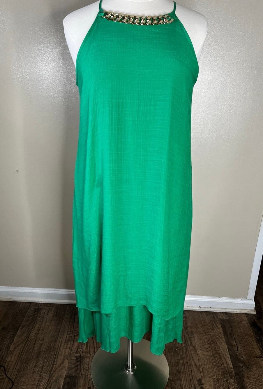 Mlle Gabrielle Flowy Emerald Green Cocktail Dress - Size L
